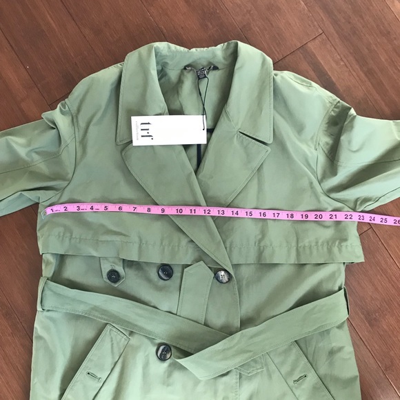 Zara Trafaluc Olive Green Detective Trench Coat Size Small - Picture 6 of 7